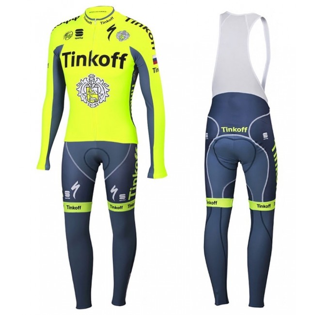 2016 Tinkoff Race Team Fahrradbekleidung Satz Radtrikot Langarm+Lang Trägerhose AMDR632