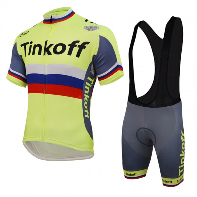 2016 Tinkoff Saxo Bank Russo Fluo Light Fahrradbekleidung Satz Fahrradtrikot Kurzarm Trikot und Kurz Trägerhose IWWW208