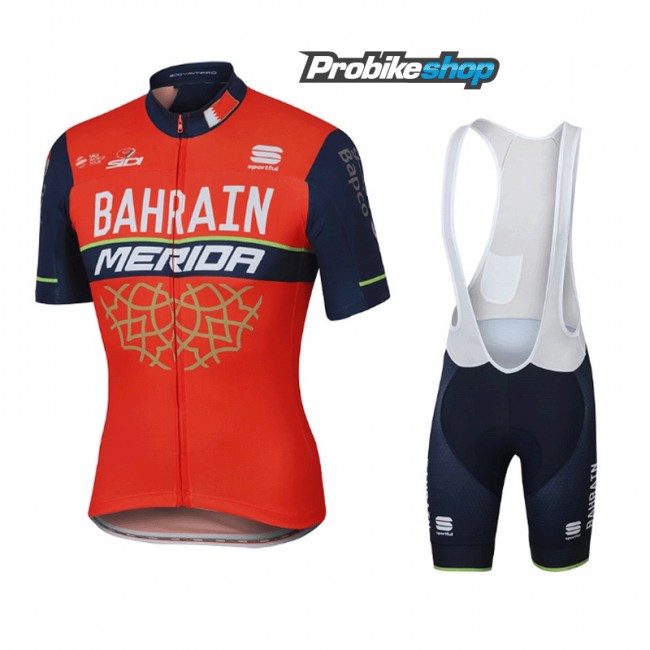 BAHRAIN-MERIDA Fahrradbekleidung Satz Radtrikot Kurzarm+Kurz Trägerhose 2017 757WQHL