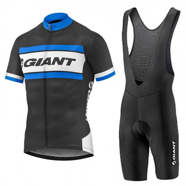 2017 Giant Blau Schwarz Fahrradbekleidung Satz Radtrikot Kurzarm+Kurz Trägerhose 457XRIL