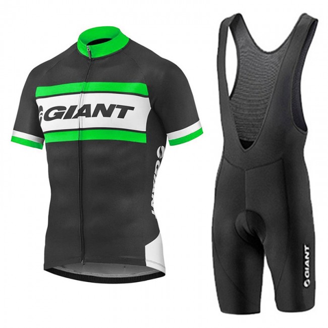 2017 Giant Grün Schwarz Fahrradbekleidung Satz Radtrikot Kurzarm+Kurz Trägerhose 801LMKJ