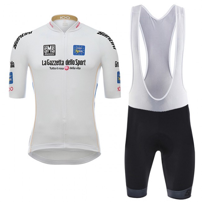 Giro d'Italia 2017 Weiß Fahrradbekleidung Satz Radtrikot Kurzarm+Kurz Trägerhose 470RXOR