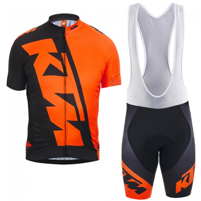 KTM 2017 Fahrradbekleidung Satz Radtrikot Kurzarm+Kurz Trägerhose orange Schwarz 339POEI