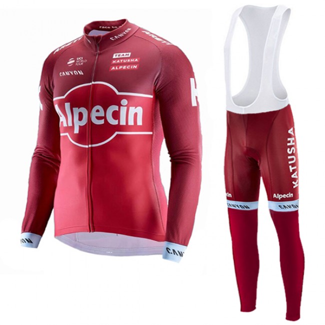 2017 KATUSHA Alpecin Fahrradbekleidung Satz Radtrikot Langarm+Lang Trägerhose 518YIOP