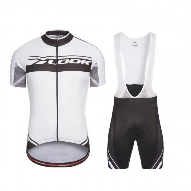 Look 2017 Weiß Fahrradbekleidung Satz Radtrikot Kurzarm+Kurz Trägerhose 606YSLB