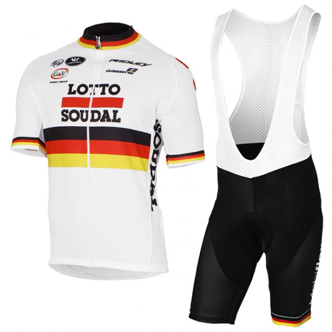 2017 LOTTO SOUDAL Germany Weiß Fahrradbekleidung Satz Radtrikot Kurzarm+Kurz Trägerhose 181TUSW