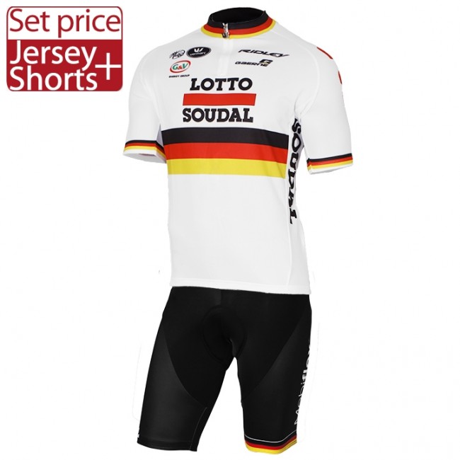 2017 LOTTO SOUDAL Germany Weiß Fahrradbekleidung Satz Radtrikot Kurzarm+Kurz Radhose 549QATI