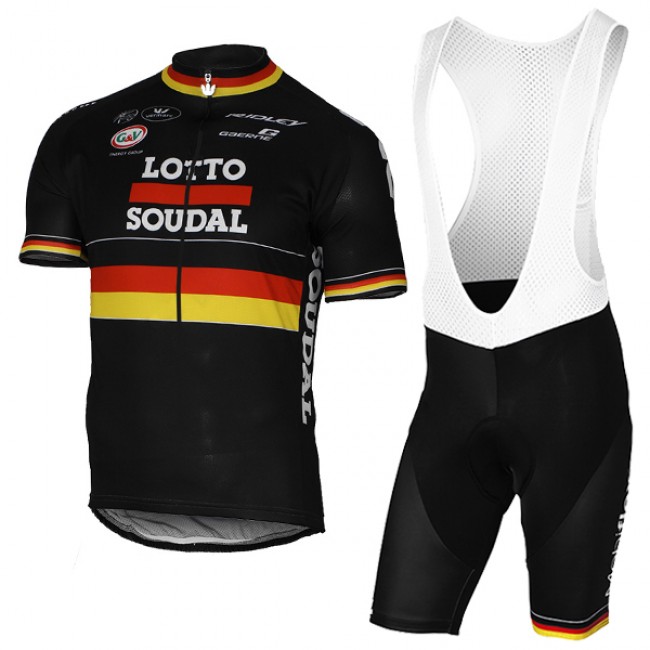 2017 LOTTO SOUDAL Germany Schwarz Fahrradbekleidung Satz Radtrikot Kurzarm+Kurz Trägerhose 790LKTX