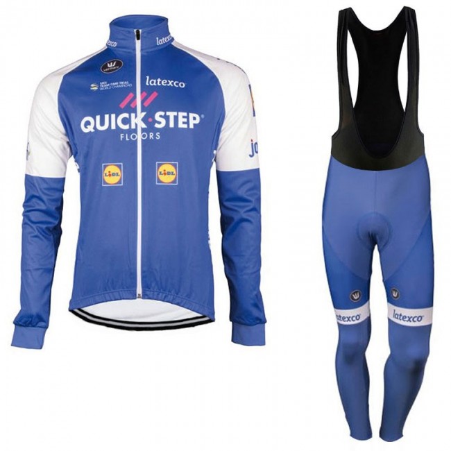 Quick Step Floors 2017 Pro Fahrradbekleidung Satz Radtrikot Langarm+Lang Trägerhose Schwarz 386UZDN