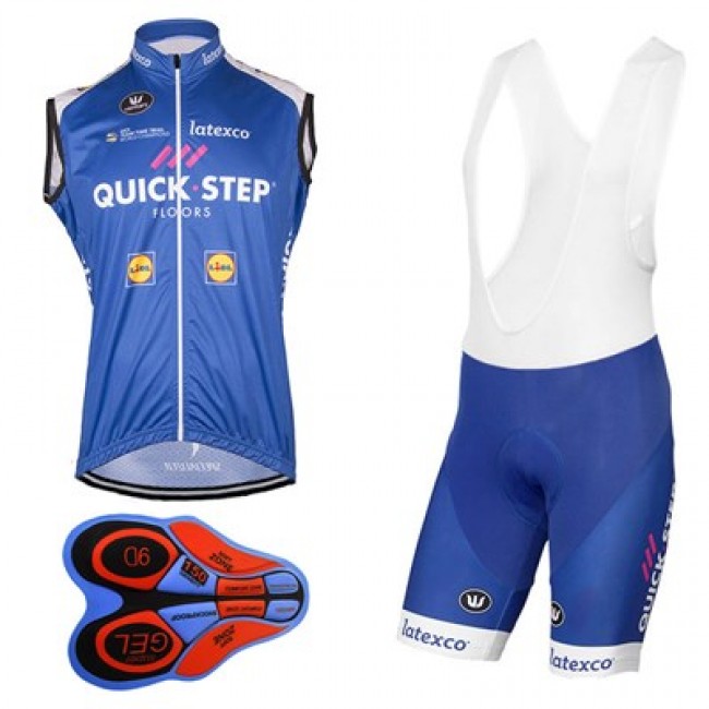 Quick Step Floors 2017 Pro ärmelloses Trikot Blau+Kurz Trägerhose 648LHMK