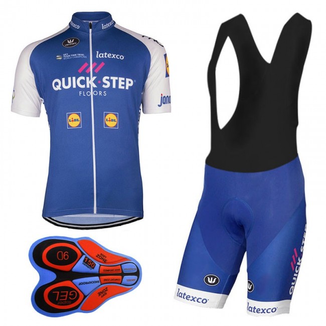 Quick Step Floors 2017 Pro Fahrradbekleidung Satz Radtrikot Kurzarm+Kurz Trägerhose Schwarz 905ULWY