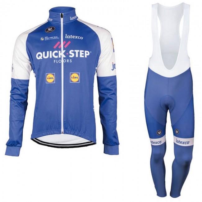 Quick Step Floors 2017 Pro Fahrradbekleidung Satz Radtrikot Langarm+Lang Trägerhose 925YTGF