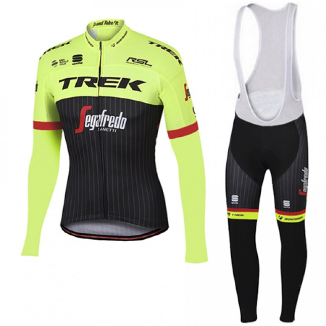 Trek Segafredo Pro 2017 Gelb Fahrradbekleidung Satz Radtrikot Langarm+Lang Trägerhose 192ERLJ